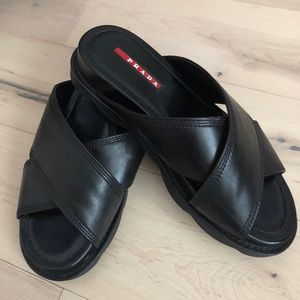 Prada slip on sandals